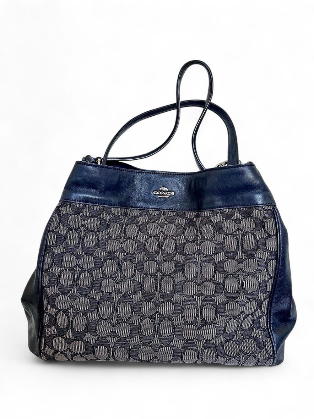 Coach Lexy Shoulder Bag in Black Smoke Signature Jacquard F57612
